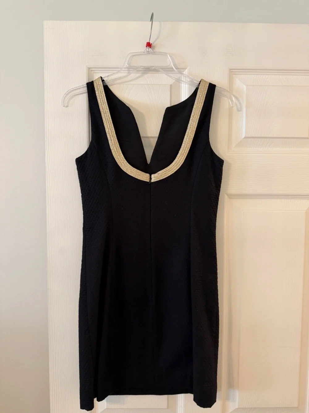 Lilly Pulitzer Black Mini Dress with Gold Embellished V-Neck size 0 length 30” - Picture 3 of 8